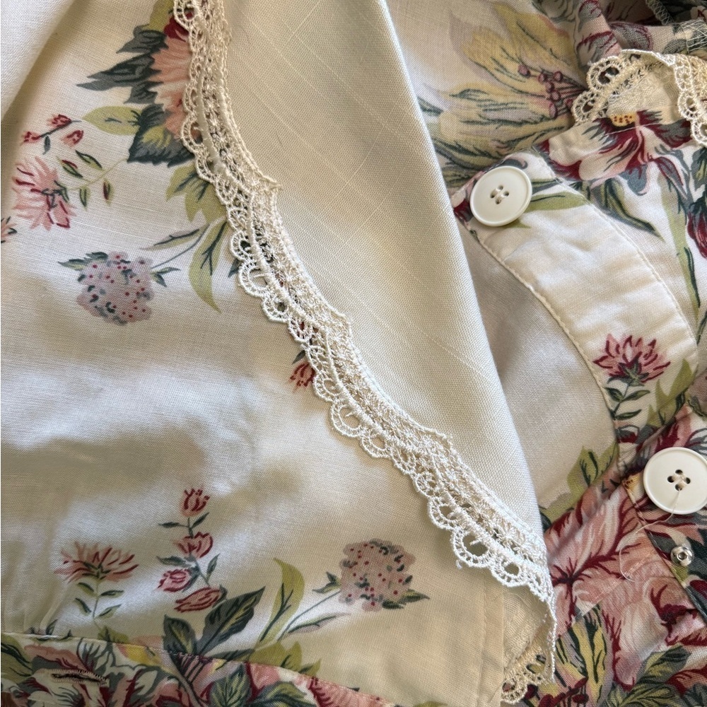 Vintage cottagecore Ambria Floral faux wrap, maxi  Dress with lace collar size 8 - Picture 12 of 12